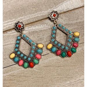 Turquoise Diamond Squash Earrings